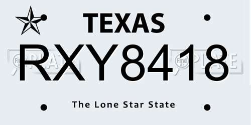 RXY8418 Texas License Plate