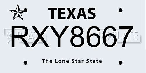 RXY8667 Texas License Plate