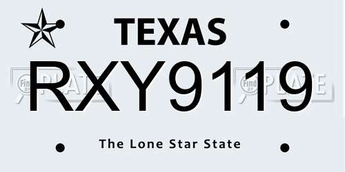 RXY9119 Texas License Plate