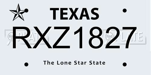 RXZ1827 Texas License Plate
