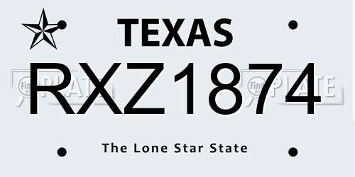 RXZ1874 Texas License Plate