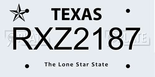 RXZ2187 Texas License Plate