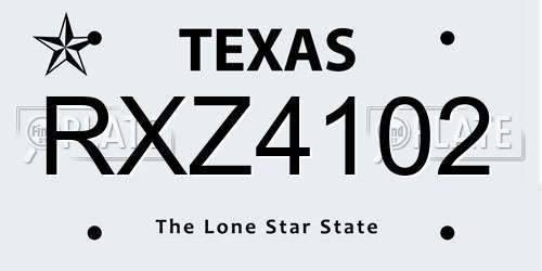 RXZ4102 Texas License Plate