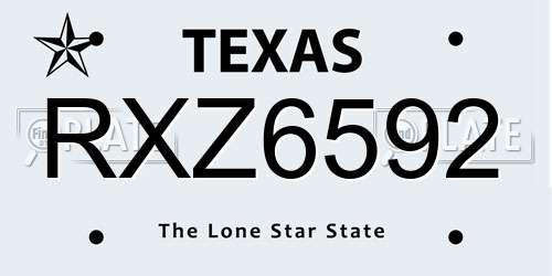 RXZ6592 Texas License Plate
