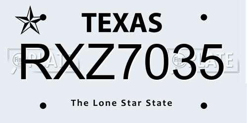 RXZ7035 Texas License Plate