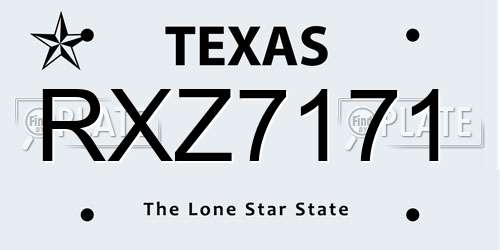 RXZ7171 Texas License Plate