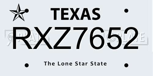RXZ7652 Texas License Plate