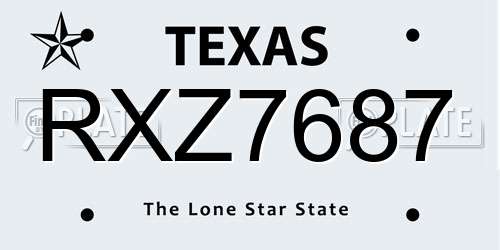 RXZ7687 Texas License Plate