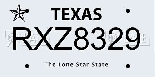 RXZ8329 Texas License Plate