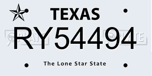 RY54494 Texas License Plate