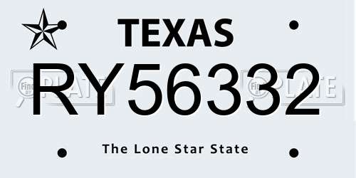 RY56332 Texas License Plate