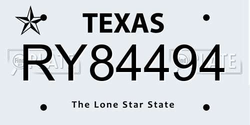 RY84494 Texas License Plate