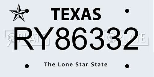 RY86332 Texas License Plate