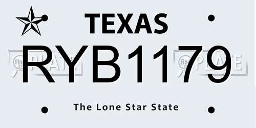 RYB1179 Texas License Plate