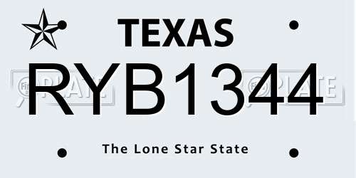 RYB1344 Texas License Plate