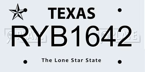 RYB1642 Texas License Plate