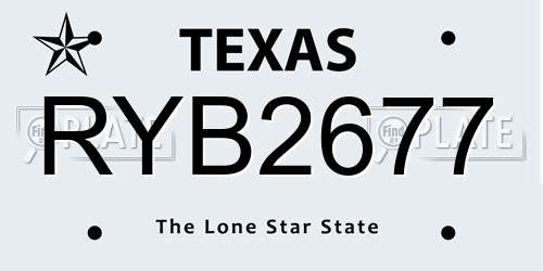 RYB2677 Texas License Plate