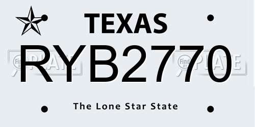 RYB2770 Texas License Plate