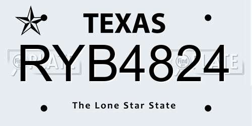 RYB4824 Texas License Plate