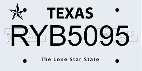 RYB5095 Texas License Plate