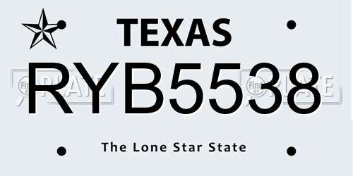 RYB5538 Texas License Plate