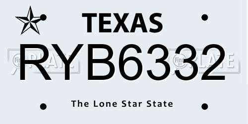 RYB6332 Texas License Plate