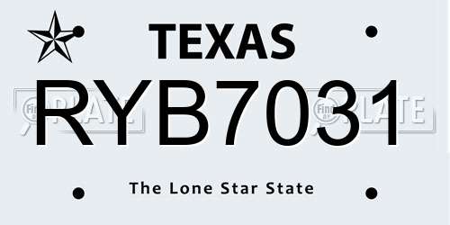 RYB7031 Texas License Plate