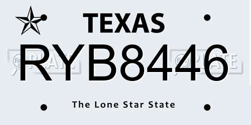 RYB8446 Texas License Plate