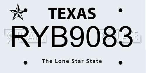RYB9083 Texas License Plate