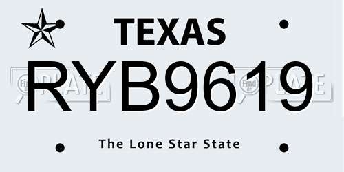 RYB9619 Texas License Plate