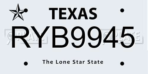 RYB9945 Texas License Plate