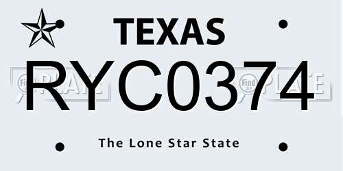 RYC0374 Texas License Plate