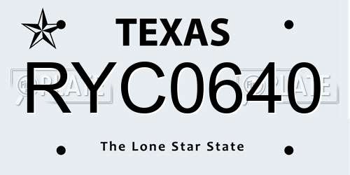 RYC0640 Texas License Plate