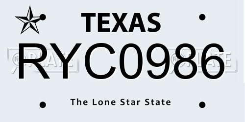 RYC0986 Texas License Plate