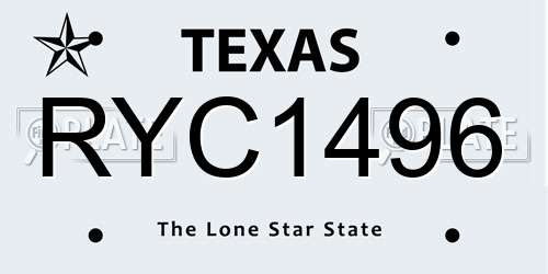 RYC1496 Texas License Plate