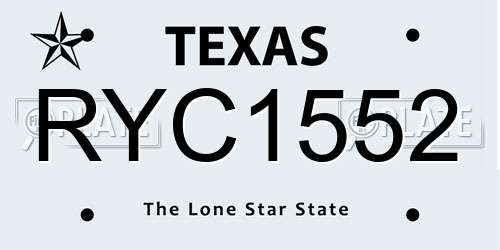 RYC1552 Texas License Plate