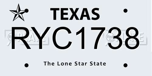 RYC1738 Texas License Plate