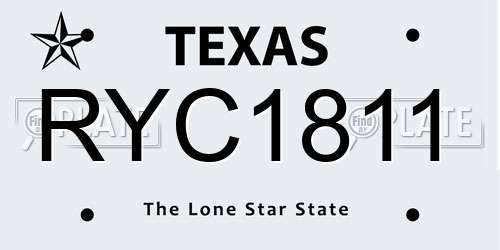 RYC1811 Texas License Plate