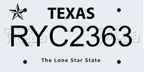 RYC2363 Texas License Plate