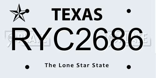 RYC2686 Texas License Plate