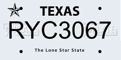RYC3067 Texas License Plate