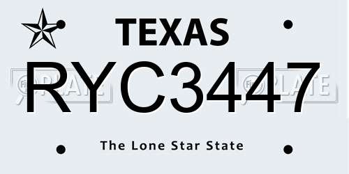 RYC3447 Texas License Plate