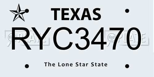 RYC3470 Texas License Plate