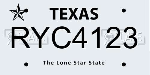 RYC4123 Texas License Plate