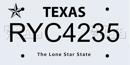 RYC4235 Texas License Plate
