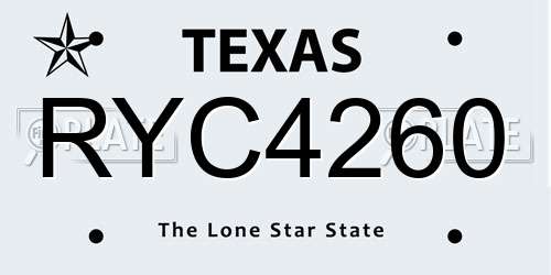 RYC4260 Texas License Plate