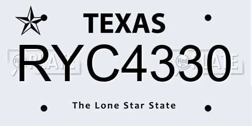 RYC4330 Texas License Plate