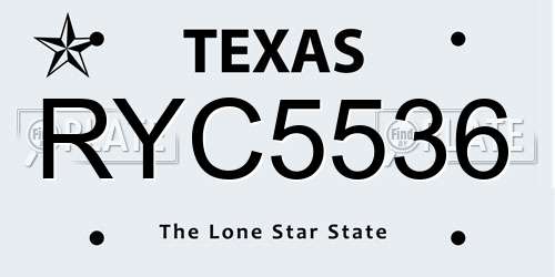 RYC5536 Texas License Plate