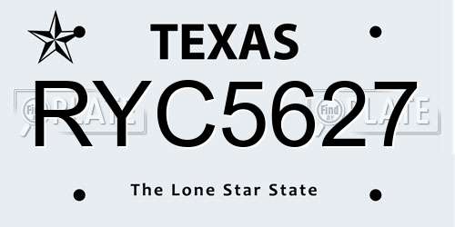 RYC5627 Texas License Plate