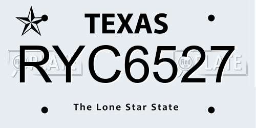 RYC6527 Texas License Plate